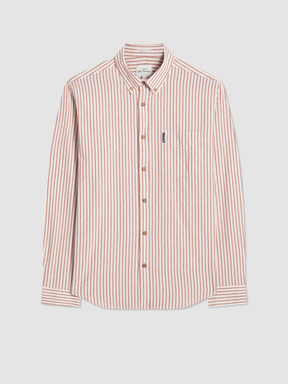 Ben Sherman Recycled Cotton Oxford Stripe Shirts Orange | EQXRUC-149