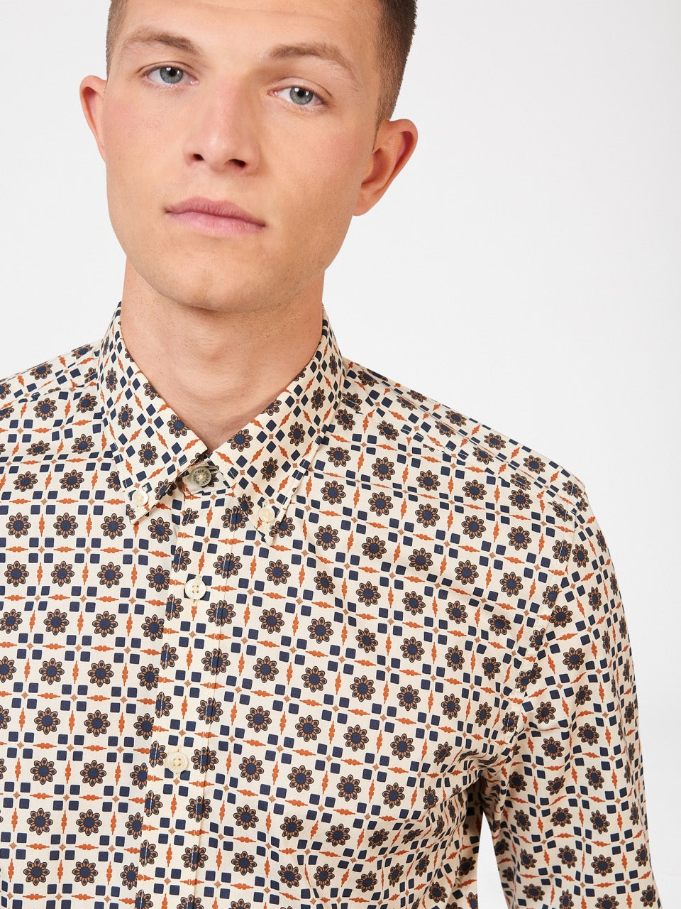 Ben Sherman Retro Foulard Print Slim Fit Shirts Brown | CSZHNU-182