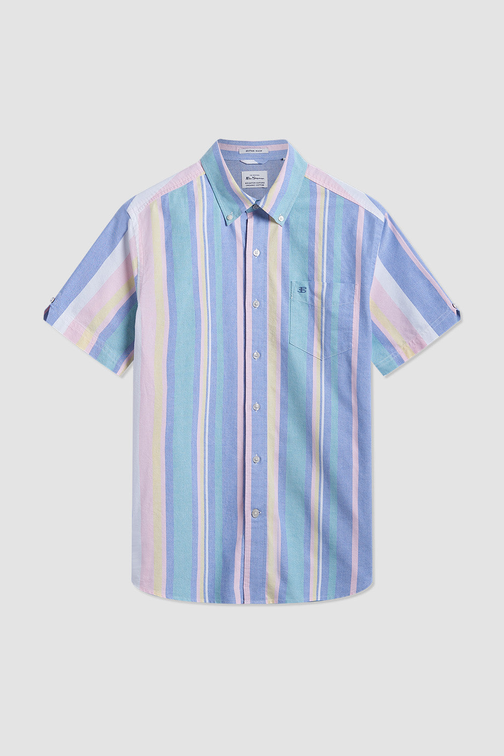 Ben Sherman Short Sleeve Brighton Oxford Organic Stripe Shirts Multicolor Stripes | VLTPBN-580