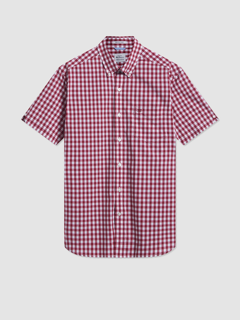 Ben Sherman Short Sleeve House Poplin Gingham Shirts Burgundy | GRBLAY-205