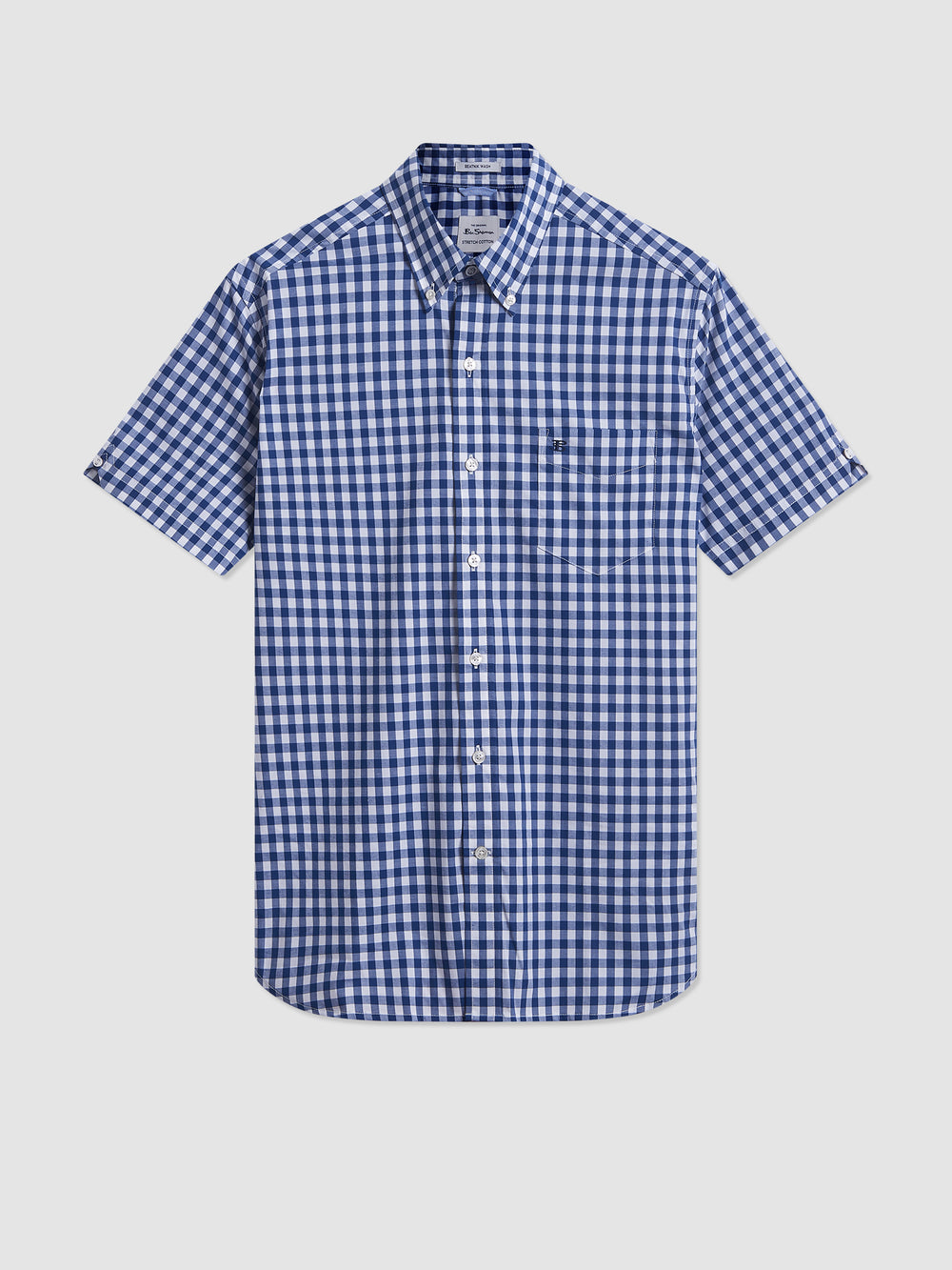 Ben Sherman Short Sleeve House Poplin Gingham Shirts Navy / Olive | UXPTAZ-693