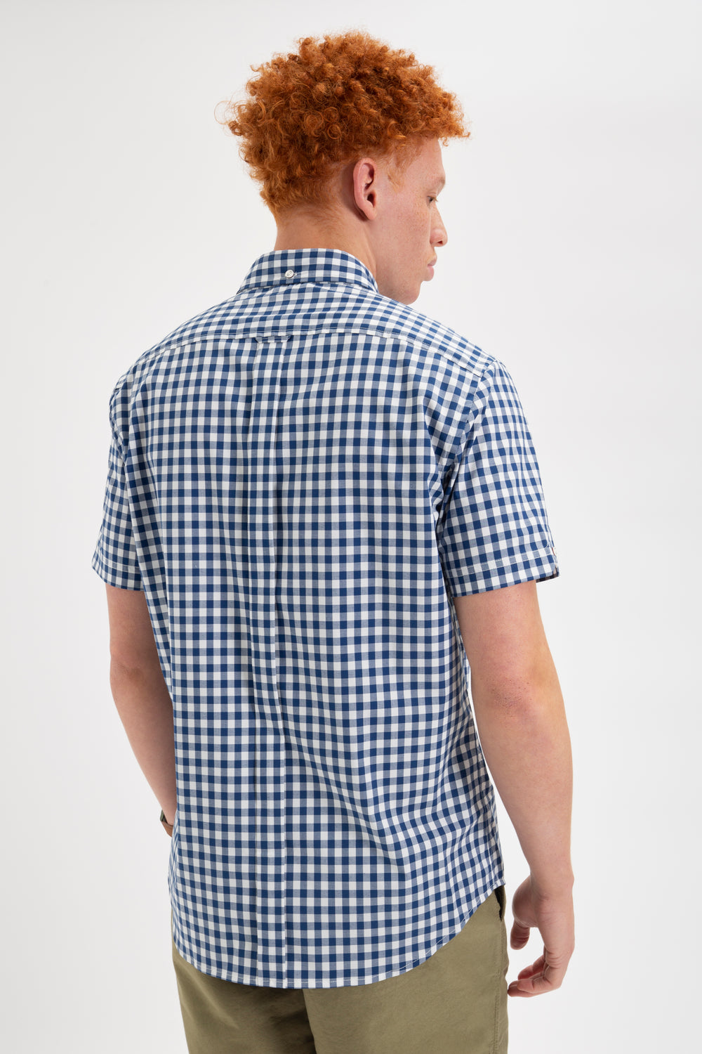 Ben Sherman Short Sleeve House Poplin Gingham Shirts Navy / Olive | UXPTAZ-693