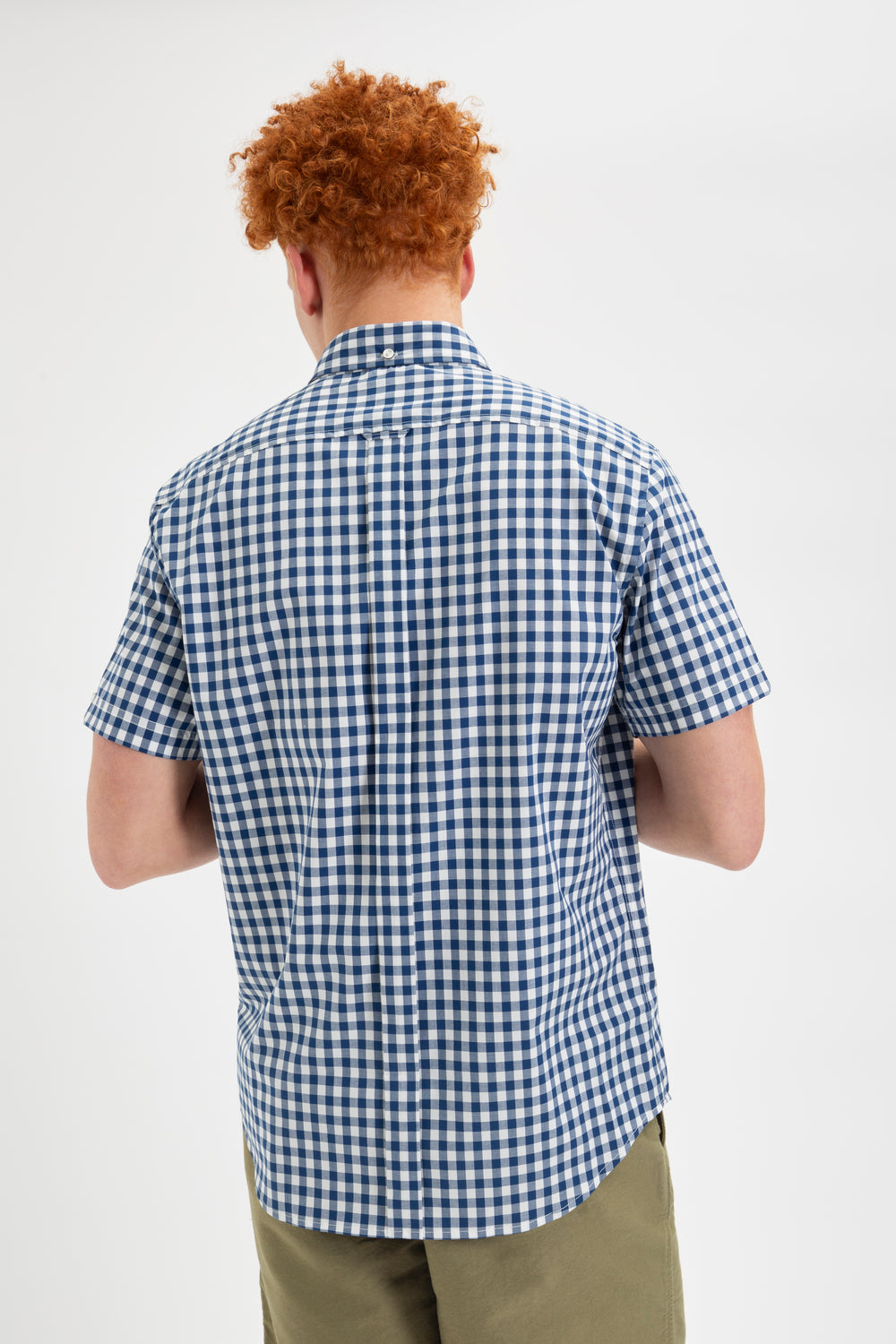 Ben Sherman Short Sleeve House Poplin Gingham Shirts Navy / Olive | UXPTAZ-693