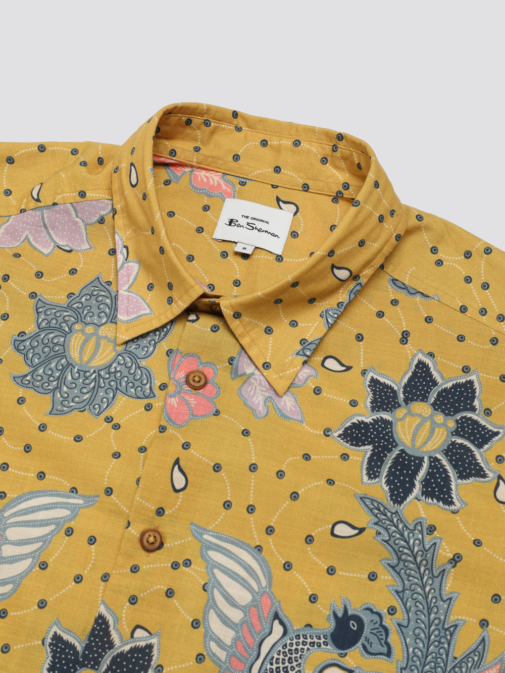 Ben Sherman Signature Abstract Botanical Print Shirts Yellow | PSGBDR-612