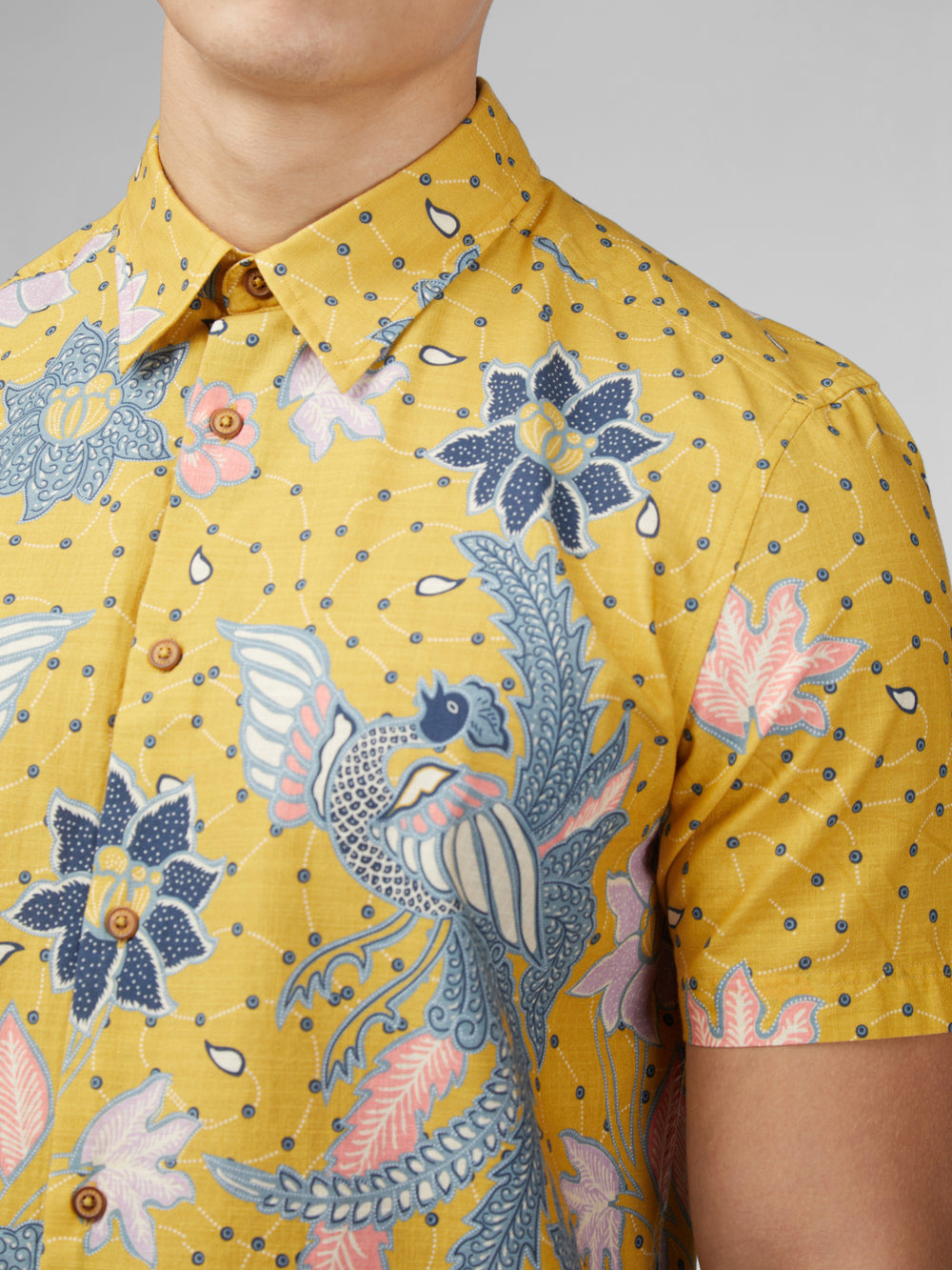 Ben Sherman Signature Abstract Botanical Print Shirts Yellow | PSGBDR-612