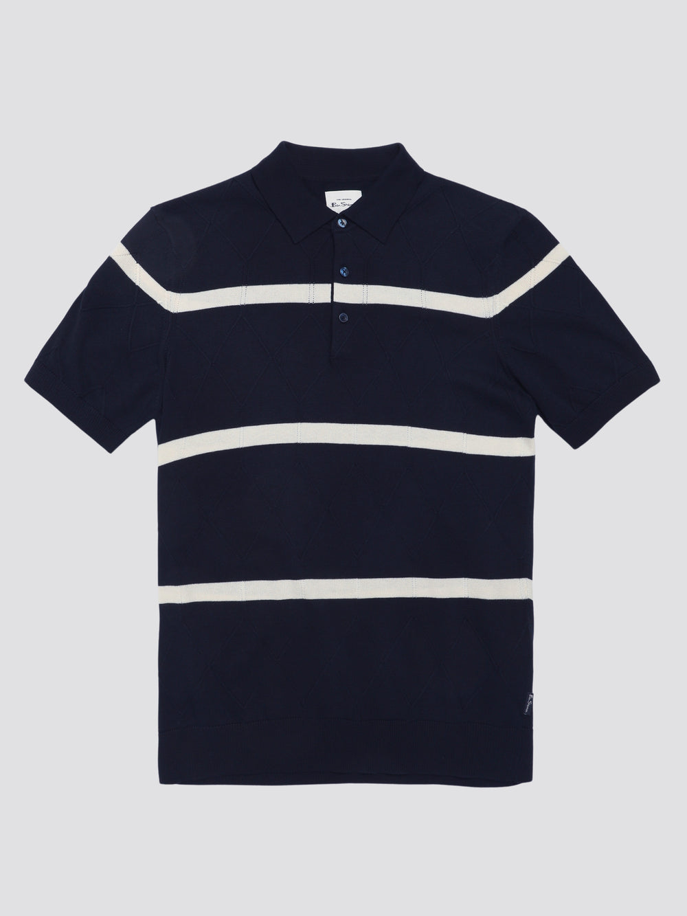 Ben Sherman Signature Argyle Stripe Polo Knitwear Navy | LEZXUB-907