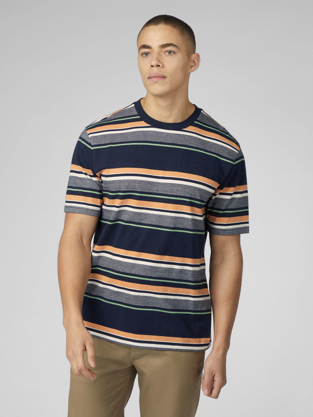 Ben Sherman Signature Engineered Stripe T-Shirt Navy | THUDIC-651