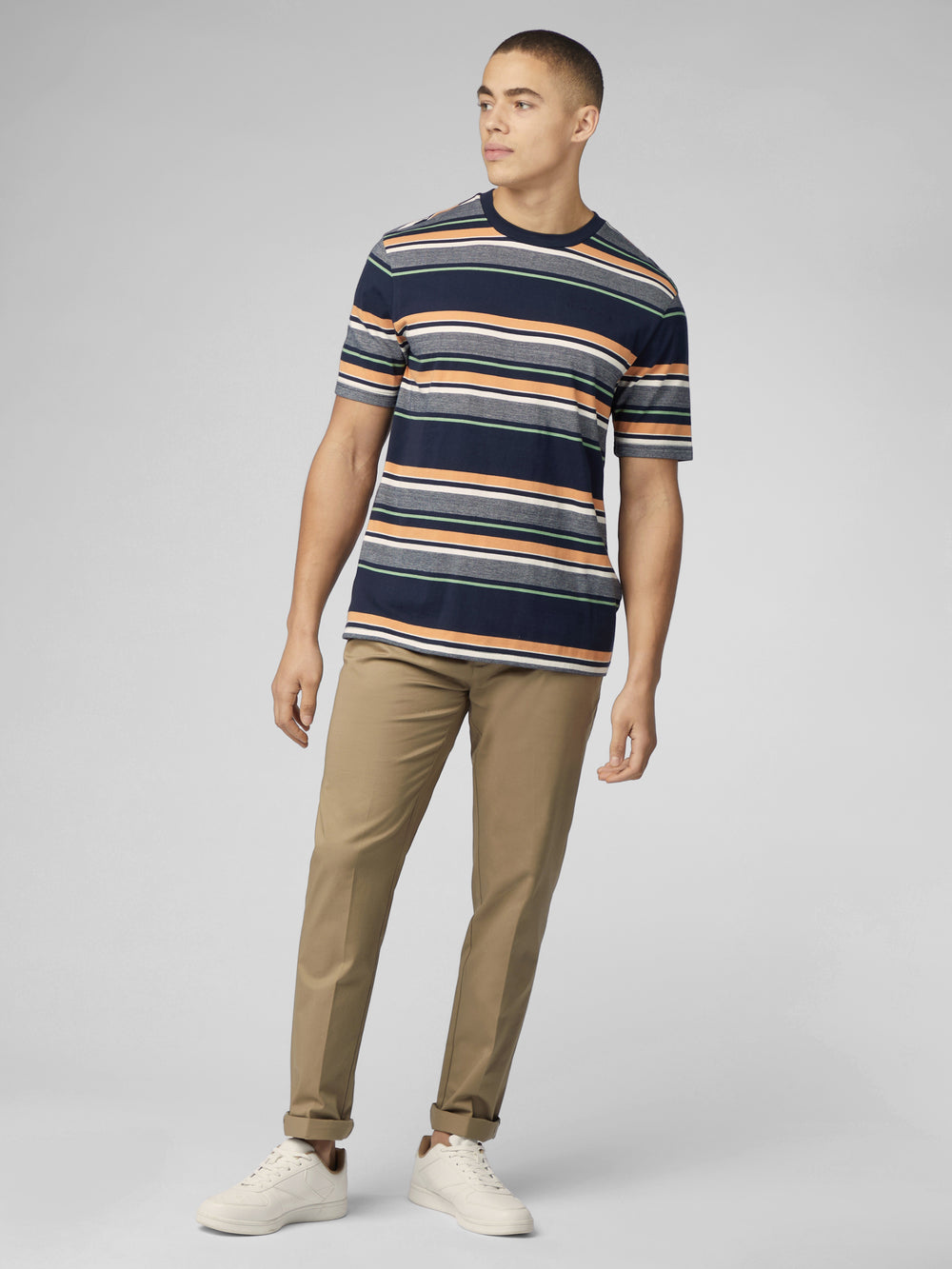 Ben Sherman Signature Engineered Stripe T-Shirt Navy | THUDIC-651