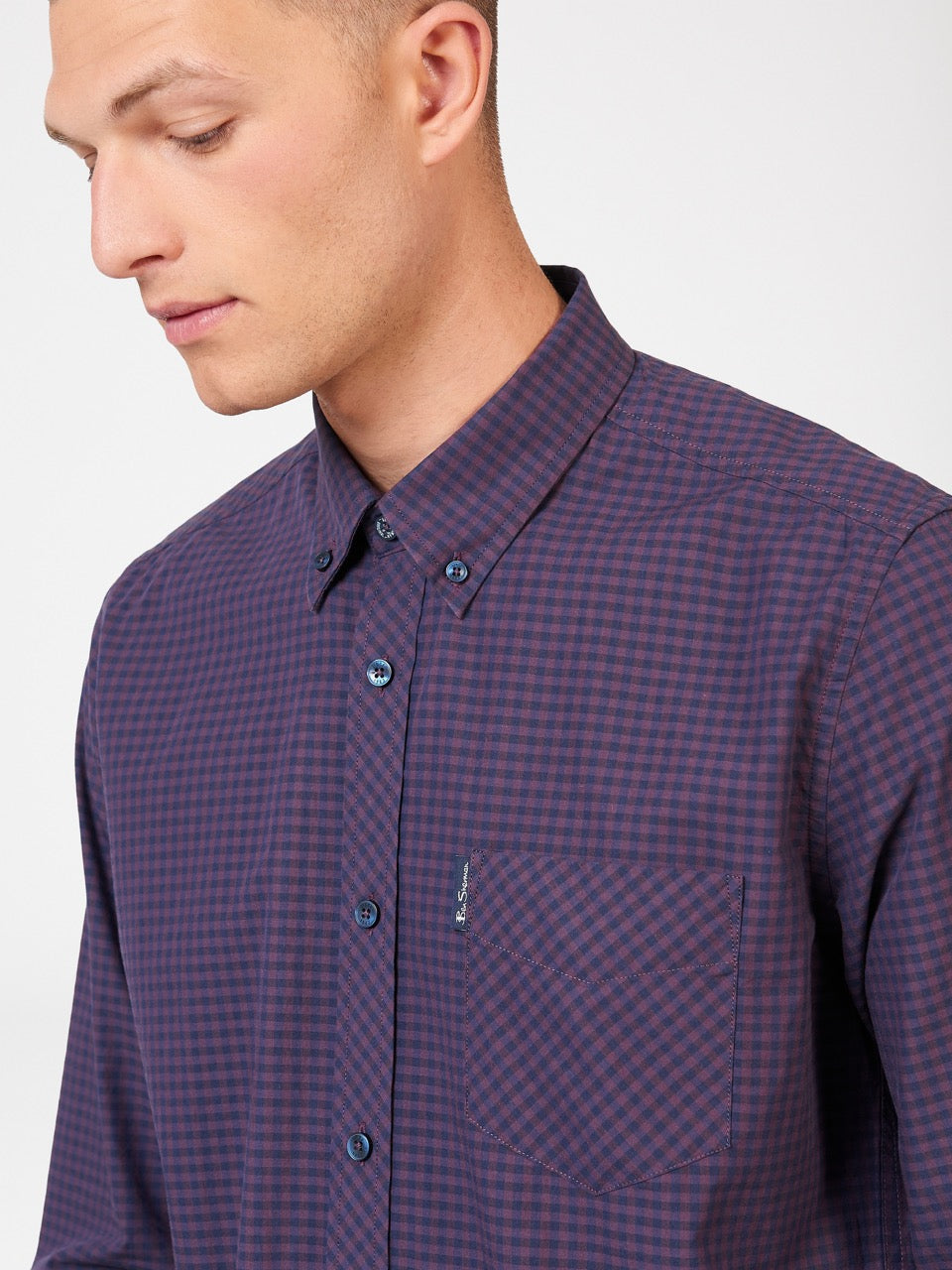 Ben Sherman Signature Gingham Long-Sleeve Shirts Purple | AIHMRU-650