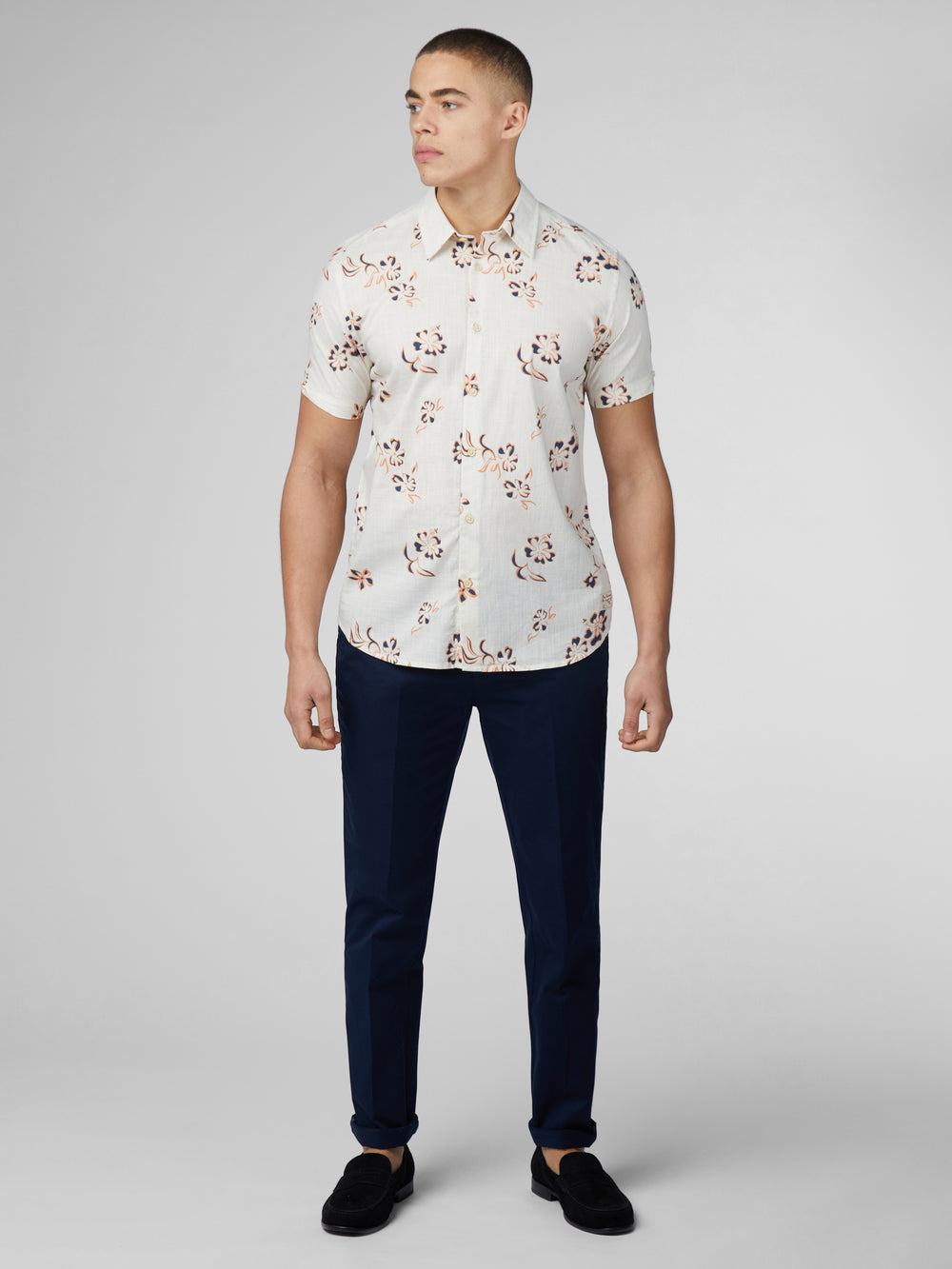 Ben Sherman Signature Linear Floral Shirts White | ACRGEI-241