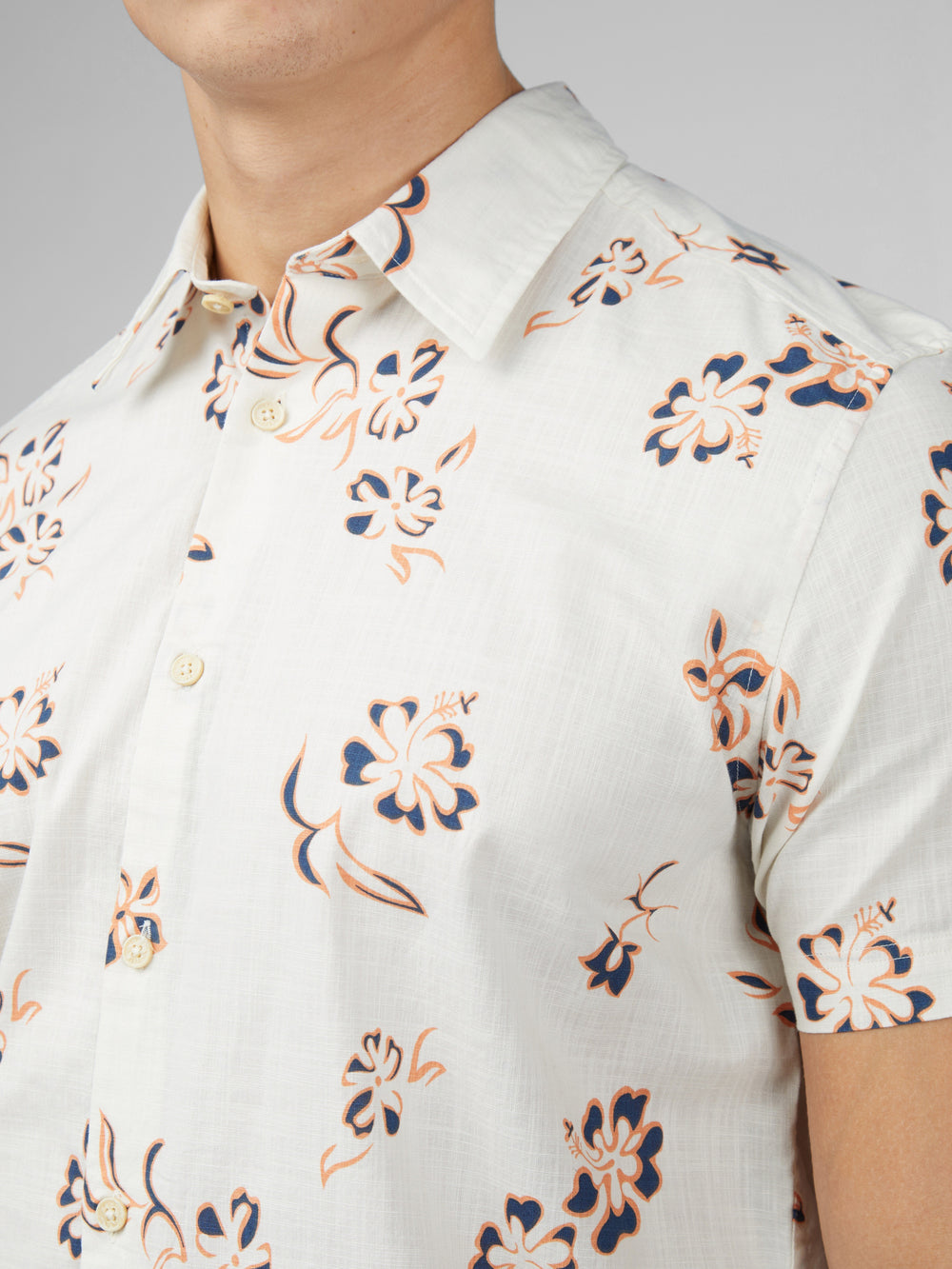 Ben Sherman Signature Linear Floral Shirts White | ACRGEI-241