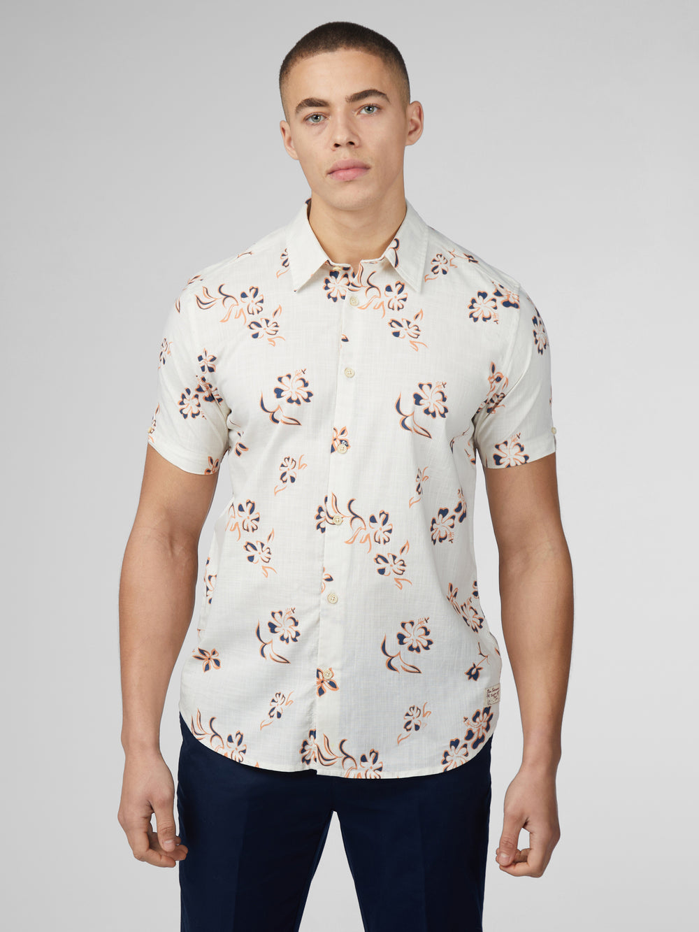 Ben Sherman Signature Linear Floral Shirts White | ACRGEI-241