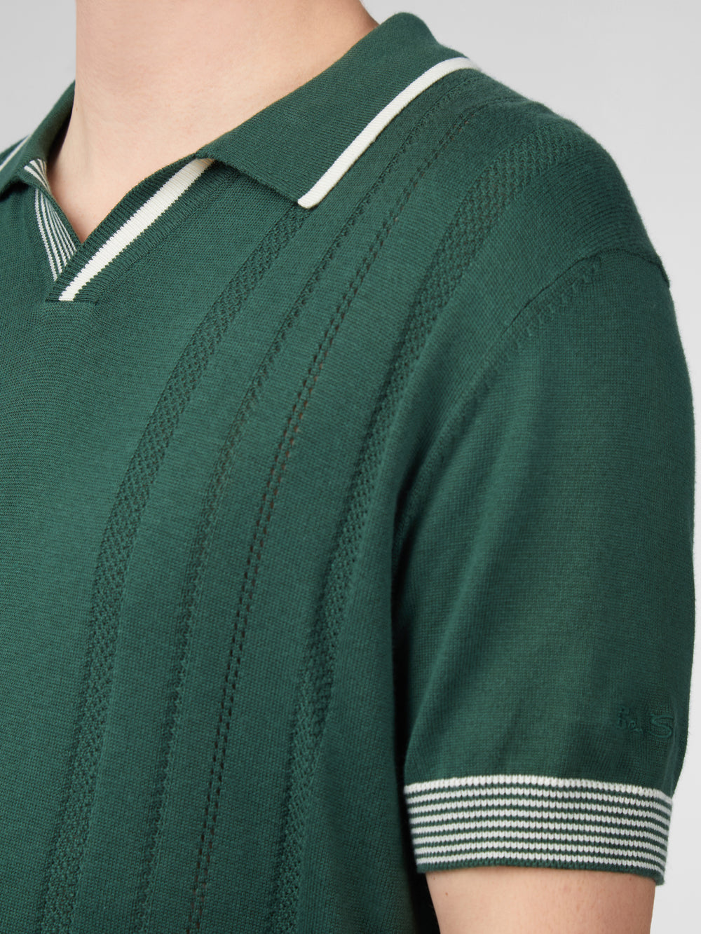 Ben Sherman Signature Open Neck Polo Knitwear Green | XQCSKO-381