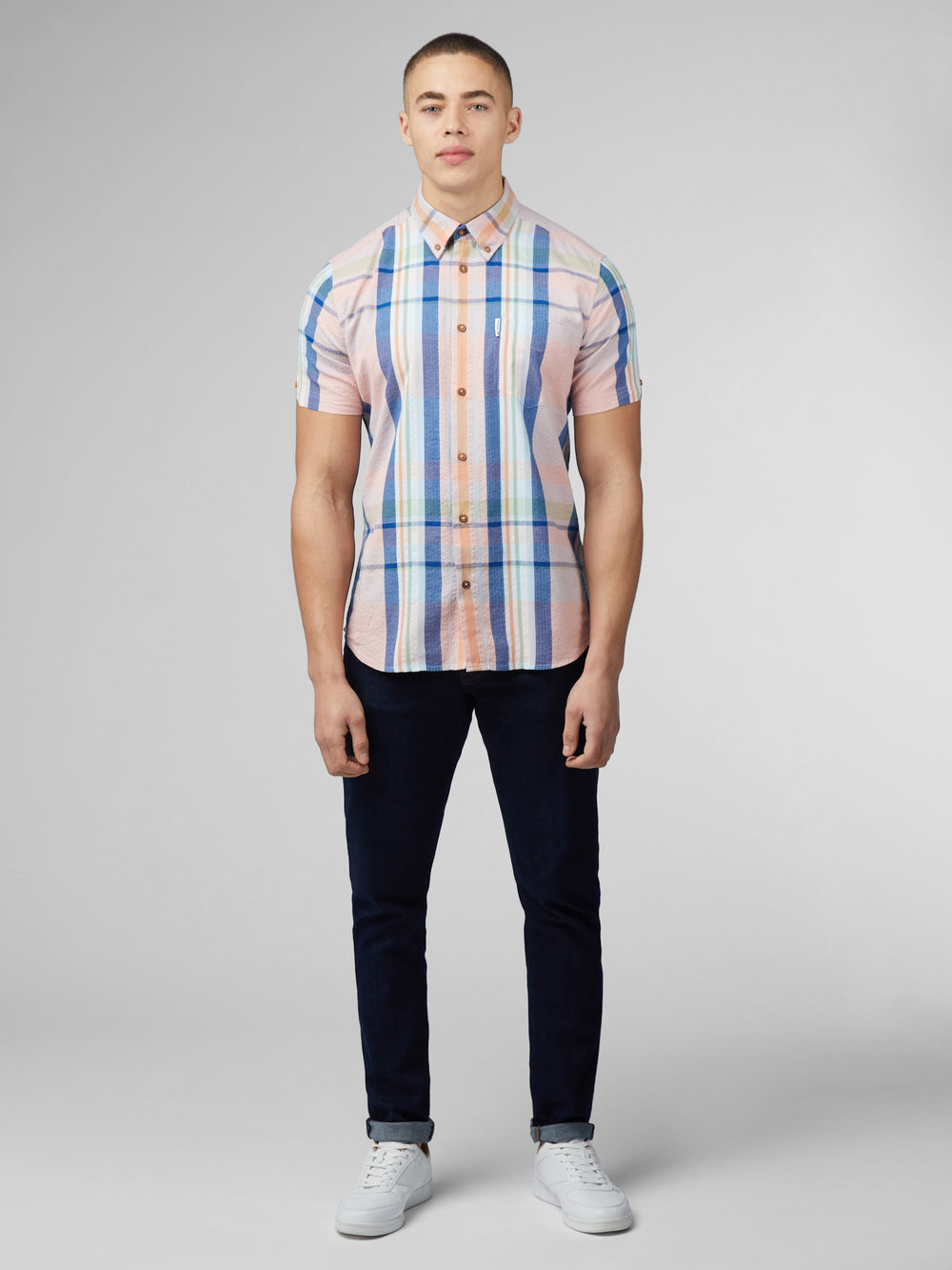 Ben Sherman Signature Seersucker Check Shirts Pink | HFWZTE-316