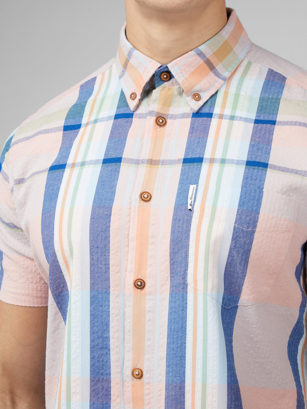 Ben Sherman Signature Seersucker Check Shirts Pink | HFWZTE-316