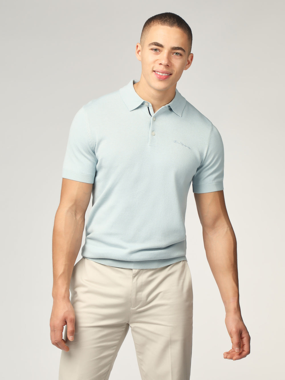 Ben Sherman Signature Short Sleeve Polo Knitwear Blue | YXHBLM-657