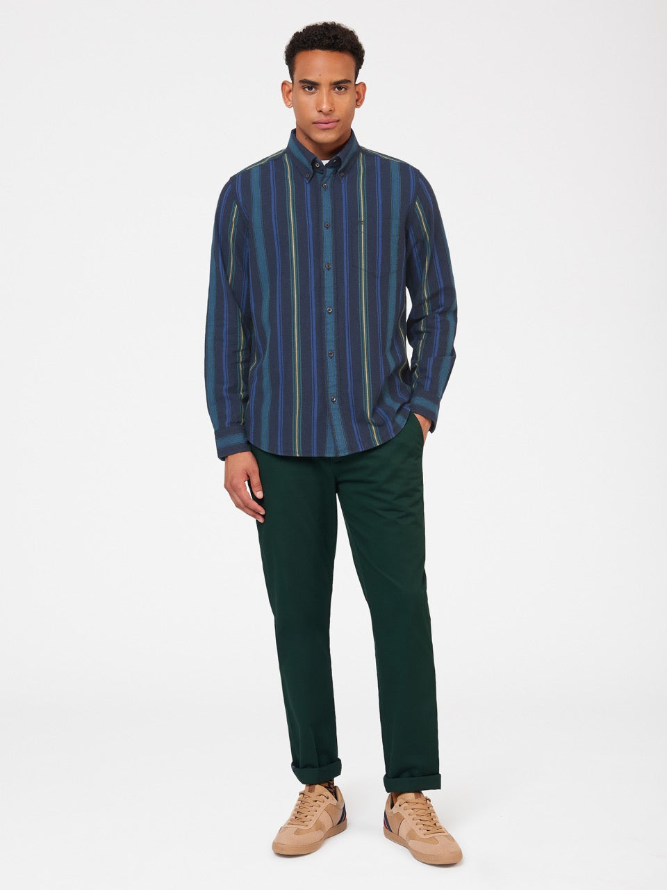 Ben Sherman Signature Striped Oxford Shirts Green | YSEGQC-015