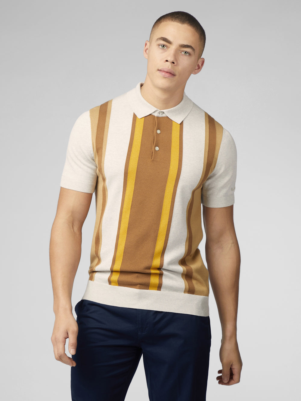 Ben Sherman Signature Vertical Stripe Polo Knitwear White | WHAPCV-615