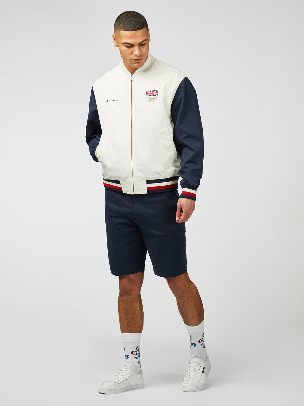 Ben Sherman Team GB Commercial Bomber Jackets White | JQUWND-052