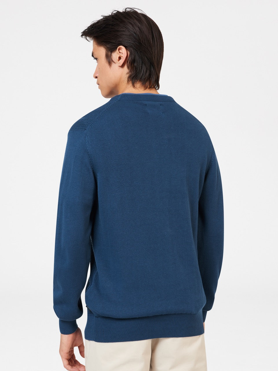 Ben Sherman Textured Crewneck Knitwear Indigo | LJAWHS-328