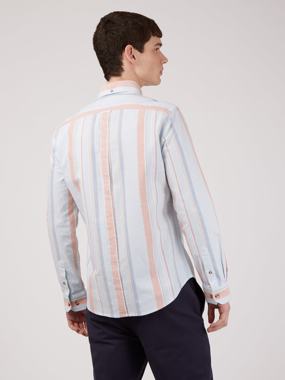 Ben Sherman The Oxford Ivy Stripe Long-Sleeve Shirts Blue | CRZDQW-087