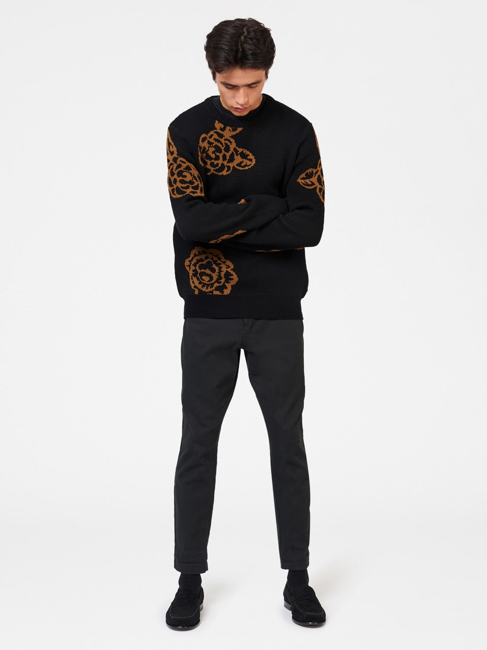 Ben Sherman Winter Floral Knitwear Black | PKIUJO-876